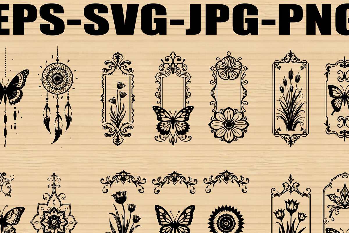 Σετ των 2 Intra απο ξύλο plywood  Χρώμα wenge 3mm-4mm πάχος - Floral Πλαίσιο Πεταλούδας Σετ Δίασταση 4x4 cm INTRAFABR-111730116