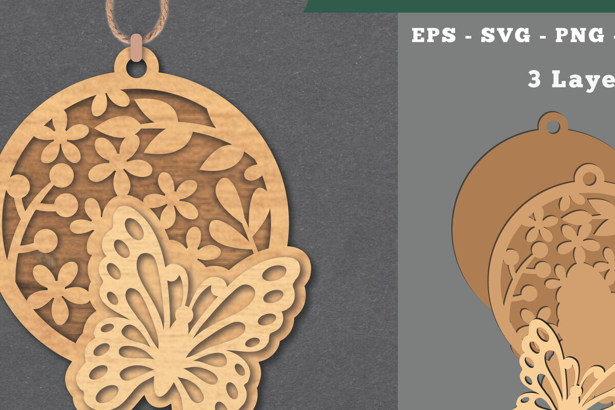 Σετ των 2 Intra απο ξύλο plywood  Χρώμα wenge 3mm-4mm πάχος - Στολίδι με φλοράλ πεταλούδα Δίασταση 6x6 cm INTRAFABR-97000429