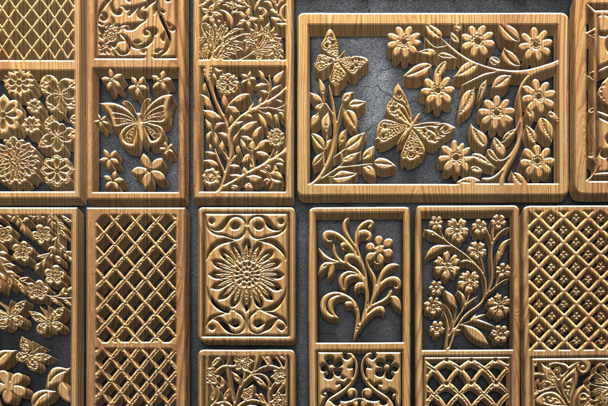 Intra απο ξύλο plywood  Χρώμα wenge 3mm-4mm πάχος - κοπής με λέιζερ Floral &amp; Butterfly Δίασταση 3600x7200 cm INTRAFABR-112889155