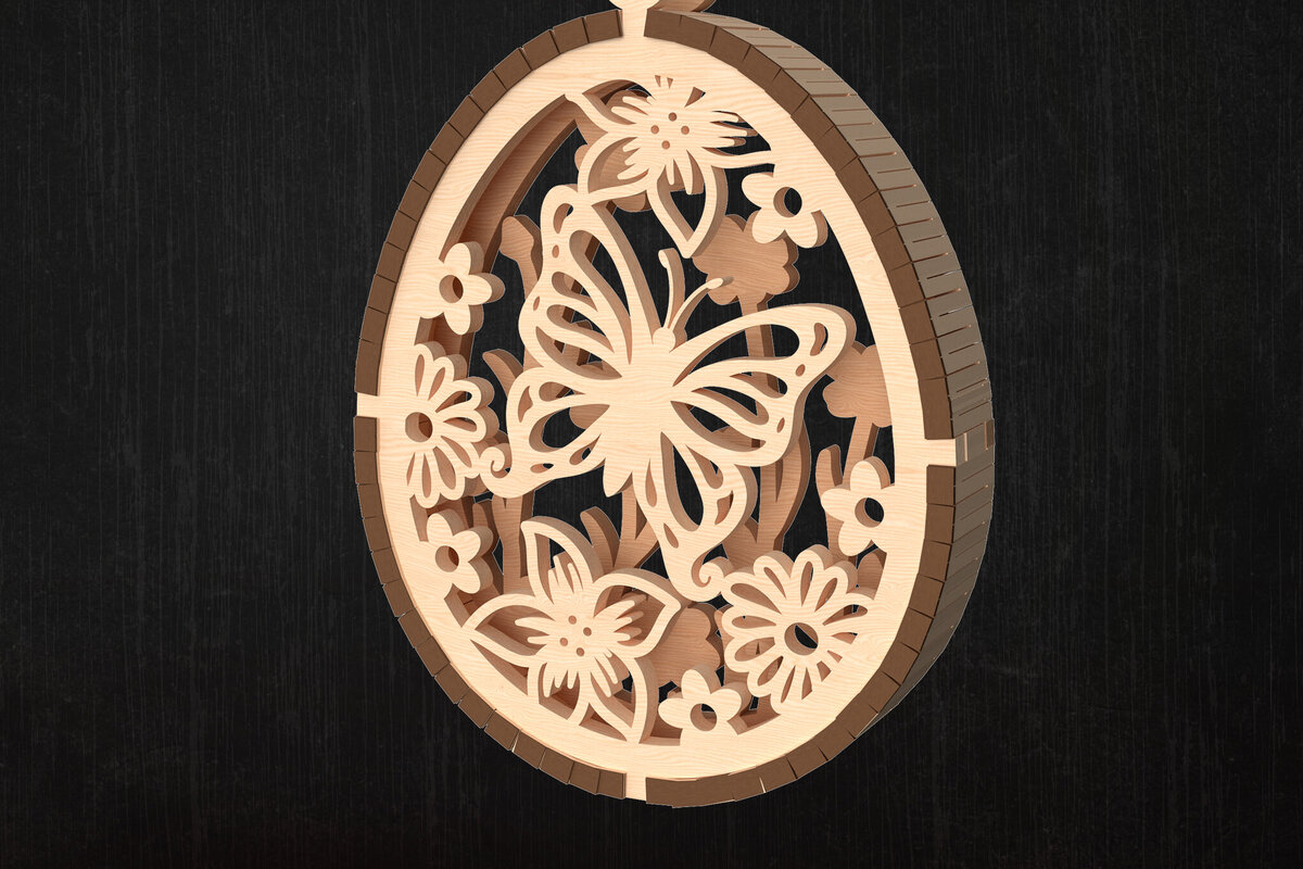 Σετ των 2 Intra απο ξύλο plywood  Χρώμα wenge 3mm-4mm πάχος - Floral Στολίδι με στρώσεις πεταλούδας Δίασταση 6x6 cm INTRAFABR-105558182