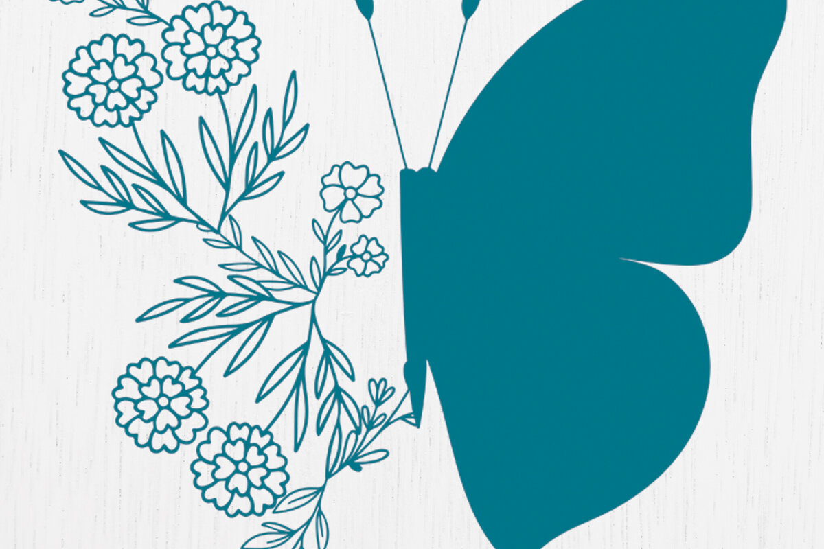 Σετ των 2 Intra απο ξύλο plywood  Χρώμα wenge 3mm-4mm πάχος - Floral Butterfly Paper Cut Design 10 Δίασταση 20x20 cm INTRAFABR-68368417