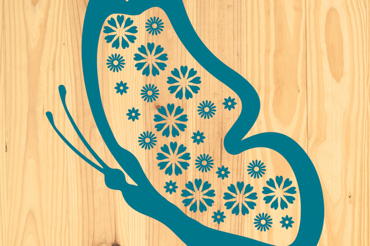 Σετ των 2 Intra απο ξύλο plywood  Χρώμα wenge 3mm-4mm πάχος - Floral Butterfly Paper Cut Design 6 Δίασταση 20x20 cm INTRAFABR-119258235