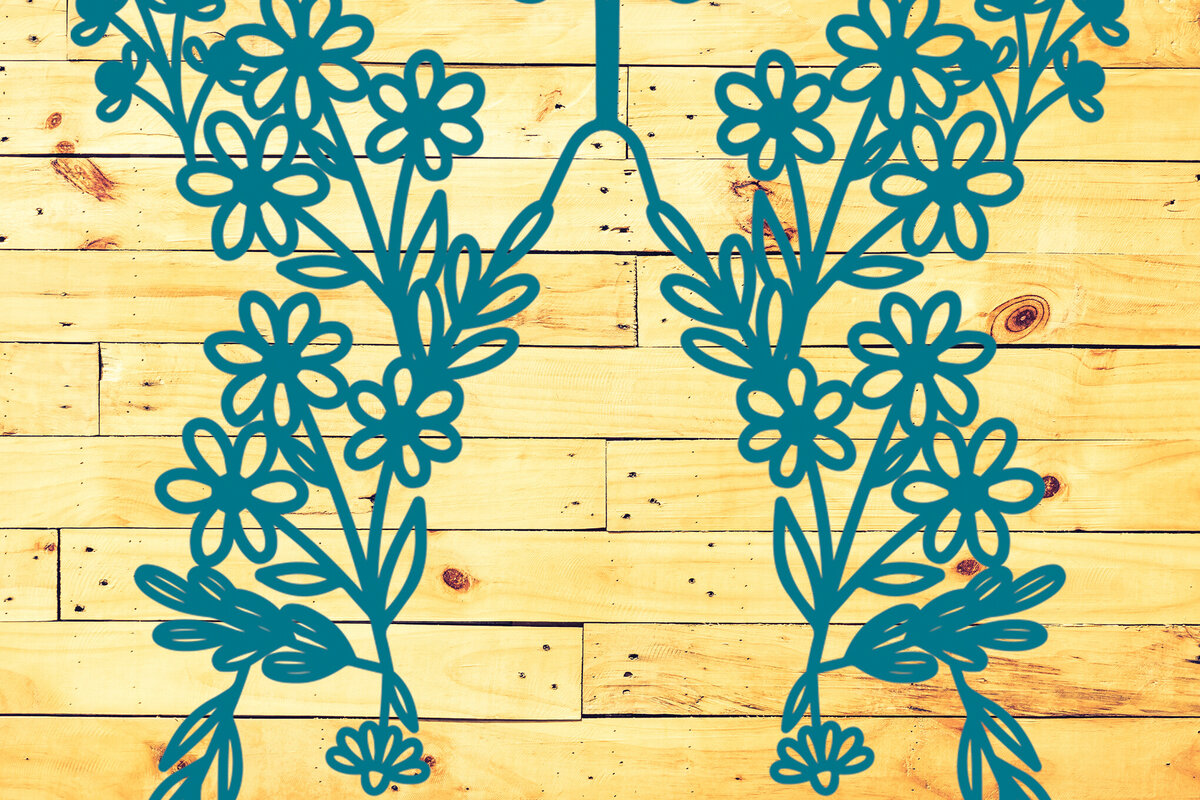 Σετ των 2 Intra απο ξύλο plywood  Χρώμα wenge 3mm-4mm πάχος - Floral Butterfly Paper Cut Design 6 Δίασταση 20x20 cm INTRAFABR-105558213