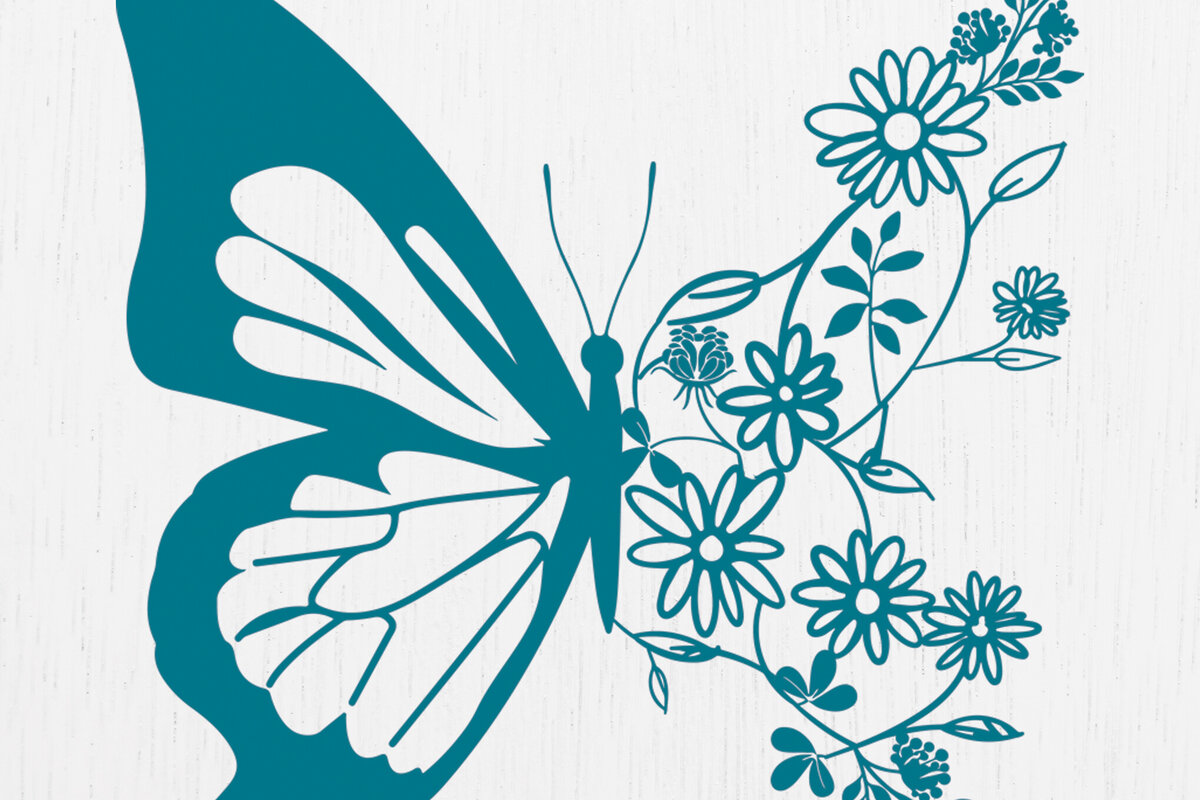 Σετ των 2 Intra απο ξύλο plywood  Χρώμα wenge 3mm-4mm πάχος - Floral Butterfly Paper Cut Design 7 Δίασταση 20x20 cm INTRAFABR-116038599