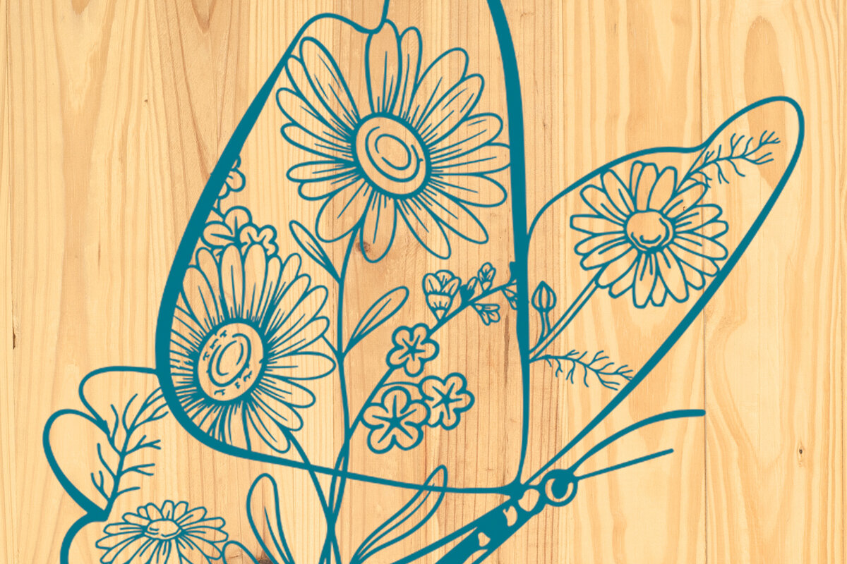 Σετ των 2 Intra απο ξύλο plywood  Χρώμα wenge 3mm-4mm πάχος - Floral Butterfly Paper Cut Design 8 Δίασταση 20x20 cm INTRAFABR-114811816