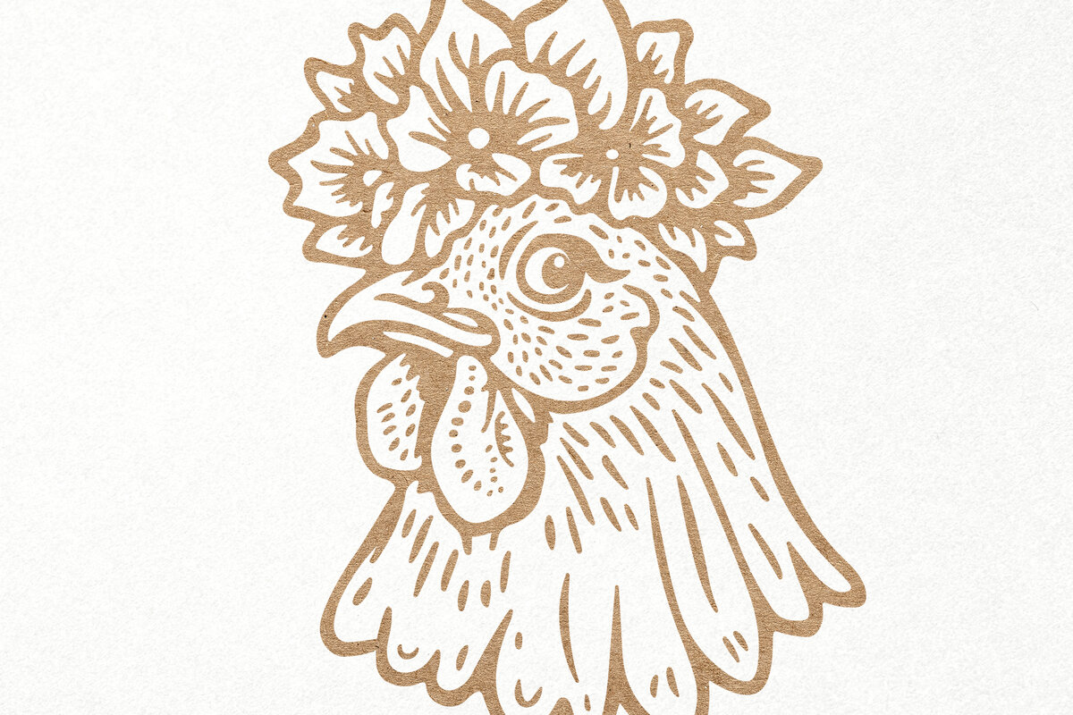 Intra απο ξύλο plywood  Χρώμα wenge 3mm-4mm πάχος - Floral κοτόπουλο. Κοτόπουλο σε στέμμα λουλουδιών Δίασταση 30x20 cm INTRAFABR-109836133