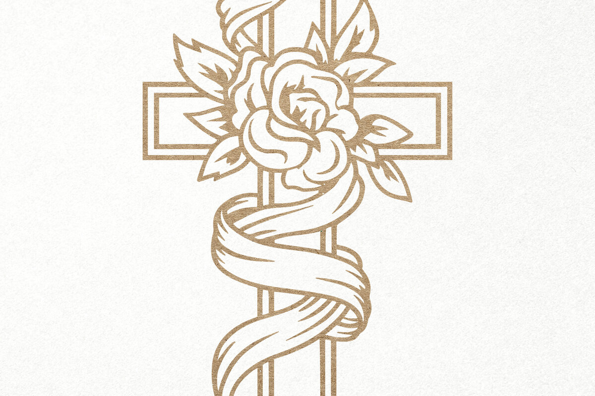 Intra απο ξύλο plywood  Χρώμα wenge 3mm-4mm πάχος - Floral Cross . Χριστιανός Ιησούς Σταυρός Δίασταση 30x20 cm INTRAFABR-102217133