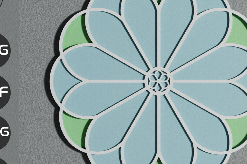 Σετ των 2 Intra απο ξύλο plywood  Χρώμα wenge 3mm-4mm πάχος - Floral Decor Art Κρεμαστό Δίασταση 14x14 cm INTRAFABR-102217478