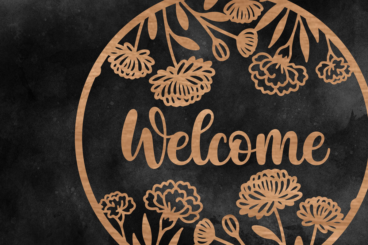 Intra απο ξύλο plywood  Χρώμα wenge 3mm-4mm πάχος - Floral κρεμάστρα πόρτας στρογγυλή πινακίδα Δίασταση 30x20 cm INTRAFABR-99926831