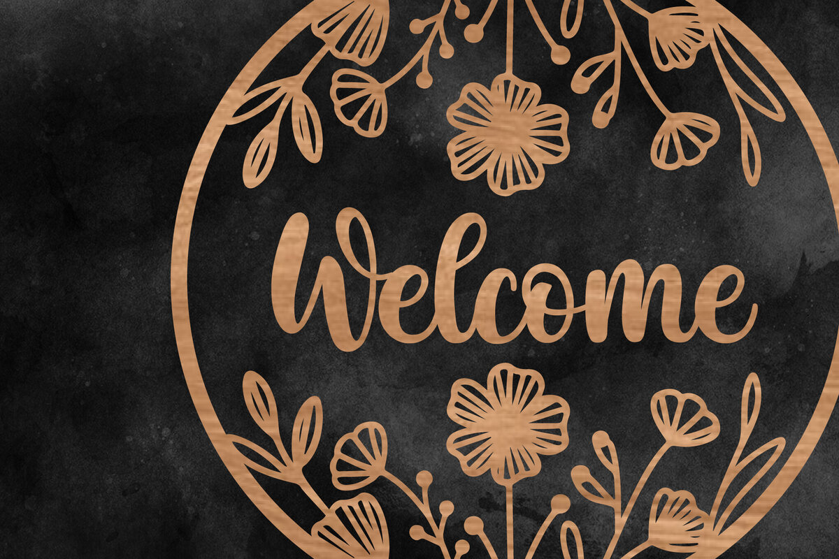 Intra απο ξύλο plywood  Χρώμα wenge 3mm-4mm πάχος - Floral κρεμάστρα πόρτας στρογγυλή πινακίδα Δίασταση 30x20 cm INTRAFABR-99985751