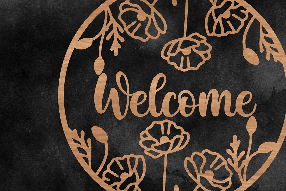 Intra απο ξύλο plywood  Χρώμα wenge 3mm-4mm πάχος - Floral κρεμάστρα πόρτας στρογγυλή πινακίδα Δίασταση 30x20 cm INTRAFABR-100440703