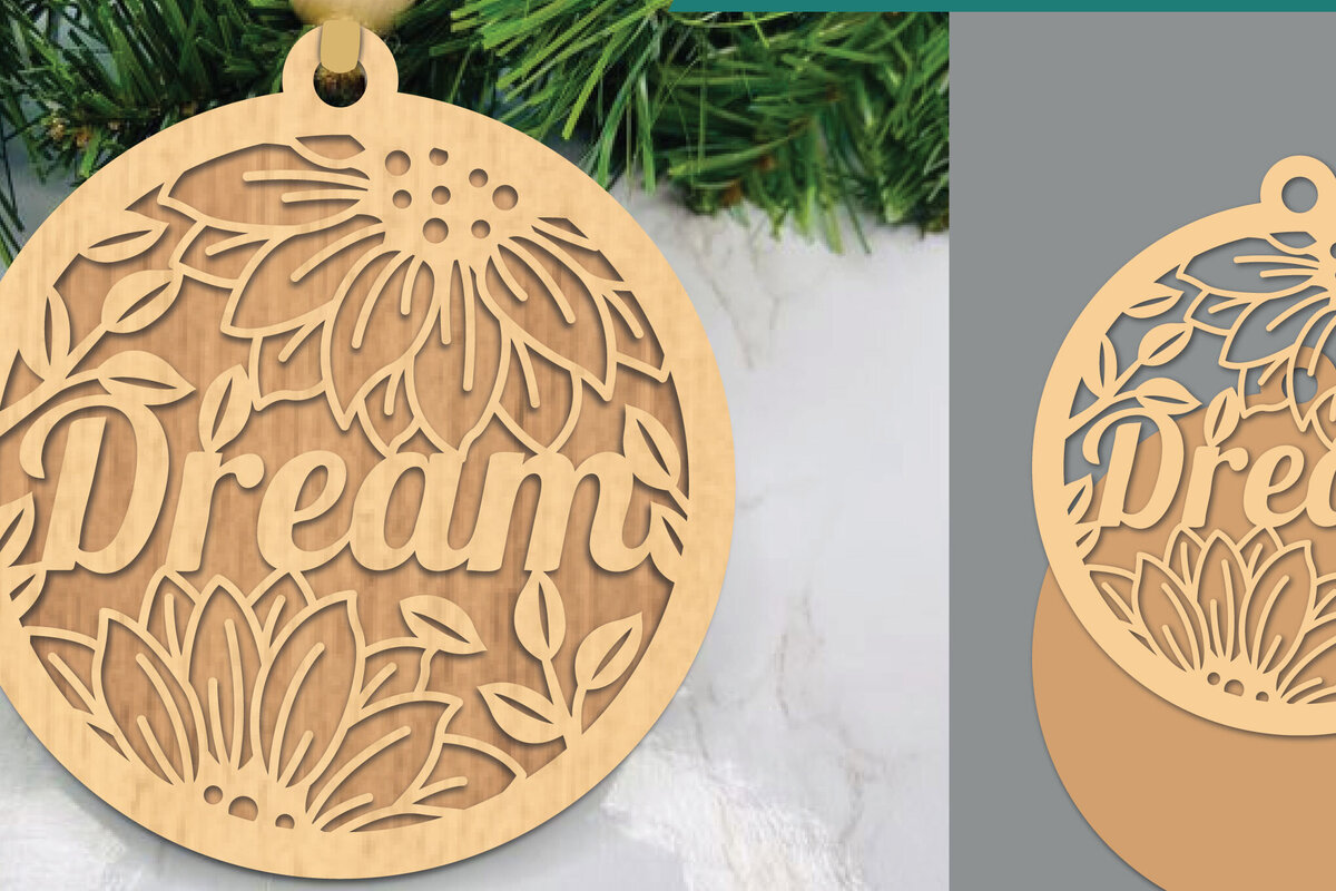 Σετ των 2 Intra απο ξύλο plywood  Χρώμα wenge 3mm-4mm πάχος - Floral Dream στολίδι κοπής με λέιζερ Δίασταση 6x6 cm INTRAFABR-104324475