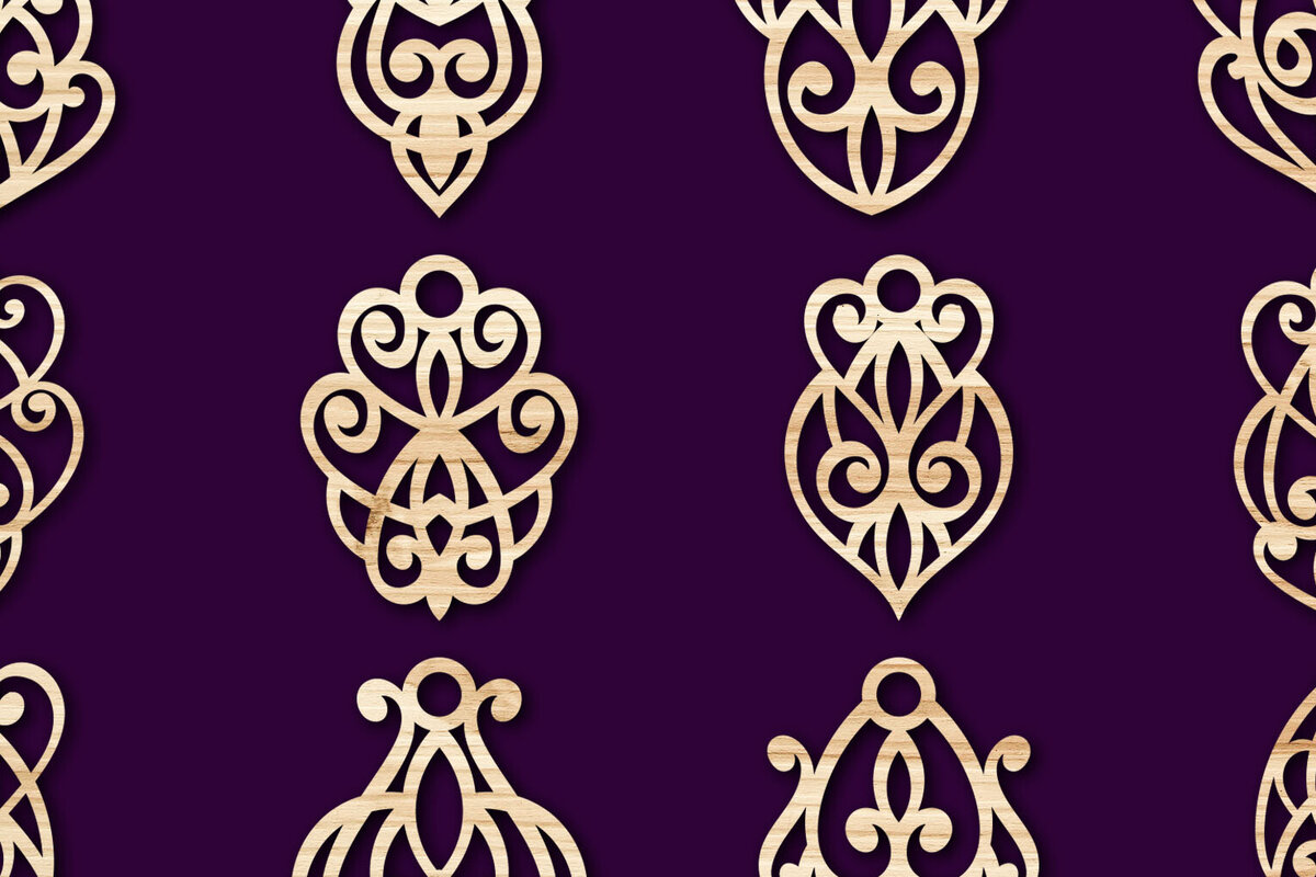 Σετ των 3 Intra απο ξύλο plywood  Χρώμα wenge 3mm-4mm πάχος - Σκουλαρίκια με λουλούδια με Δίασταση 3x3 cm INTRAFABR-111830194