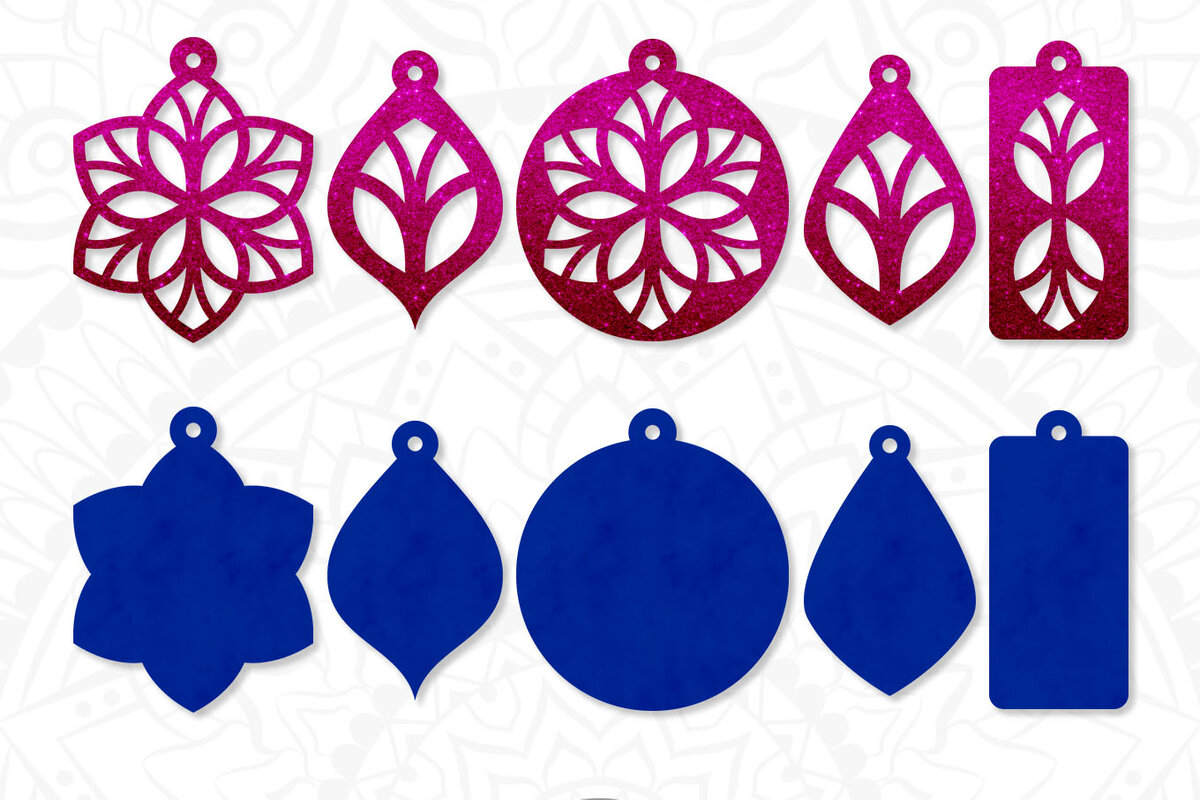 Σετ των 3 Intra απο ξύλο plywood  Χρώμα wenge 3mm-4mm πάχος - Floral σκουλαρίκια, πρότυπο σκουλαρικιών Δίασταση 3x3 cm INTRAFABR-73083906