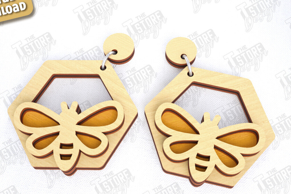 Σετ των 3 Intra απο ξύλο plywood  Χρώμα wenge 3mm-4mm πάχος - Σκουλαρίκια με λουλούδια | Αξεσουάρ Δίασταση 3x3 cm INTRAFABR-100678266