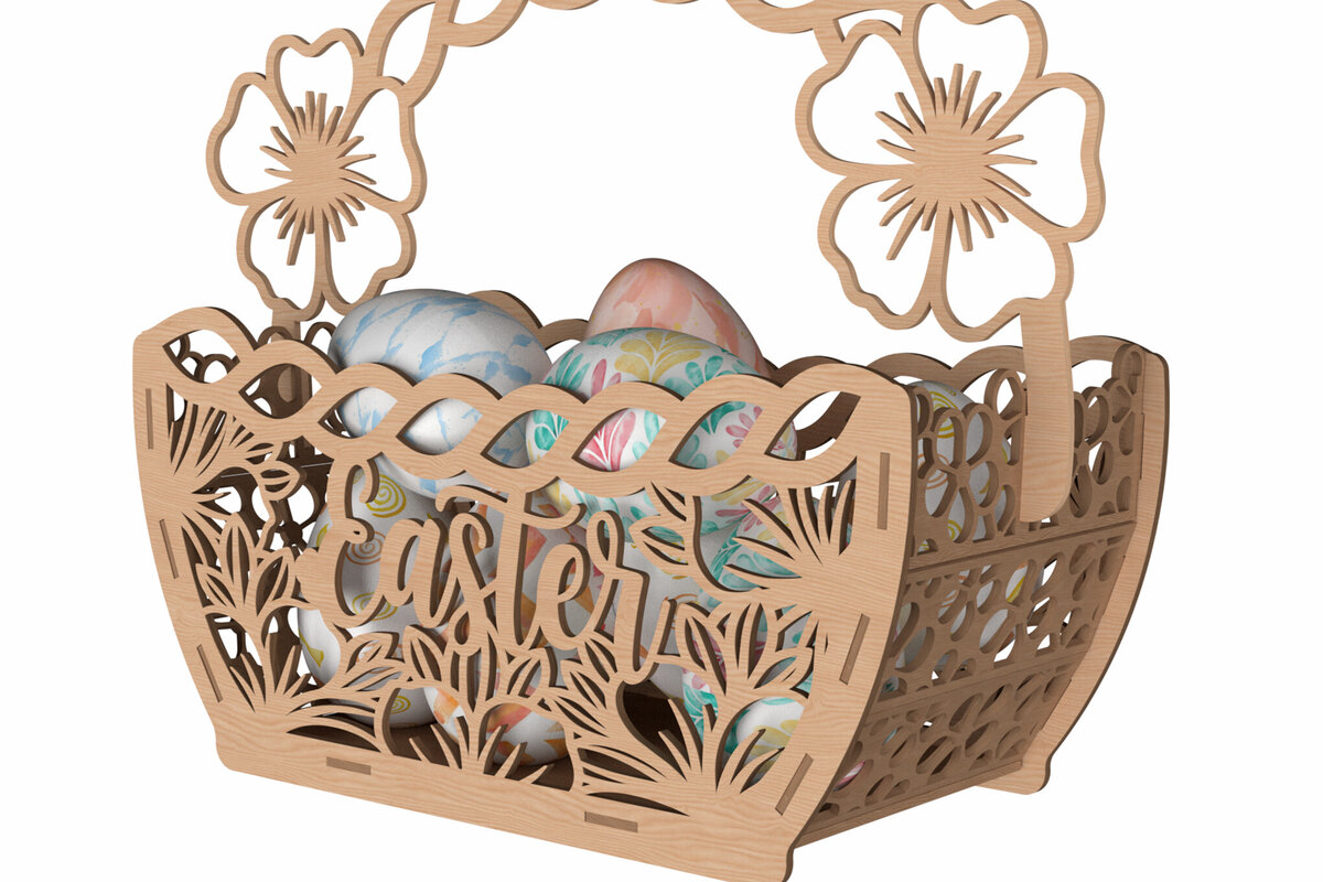 Intra απο ξύλο plywood  Χρώμα wenge 3mm-4mm πάχος - Floral Πασχαλινό καλάθι Δίασταση 30x20 cm INTRAFABR-108921675