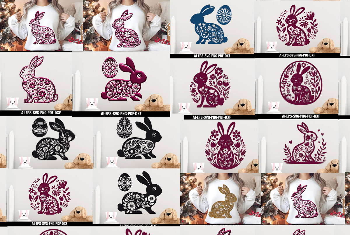 Σετ των 2 Intra απο ξύλο plywood  Χρώμα wenge 3mm-4mm πάχος - Πακέτο λουλουδιών πασχαλινό λαγουδάκι Δίασταση 15x15 cm INTRAFABR-109475815