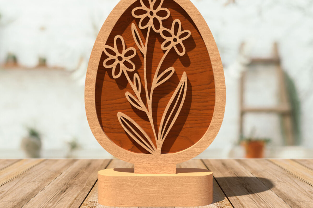 Σετ των 2 Intra απο ξύλο plywood  Χρώμα wenge 3mm-4mm πάχος - Floral Πασχαλινό Αυγό Διακόσμηση Δίασταση 20x20 cm INTRAFABR-123665849