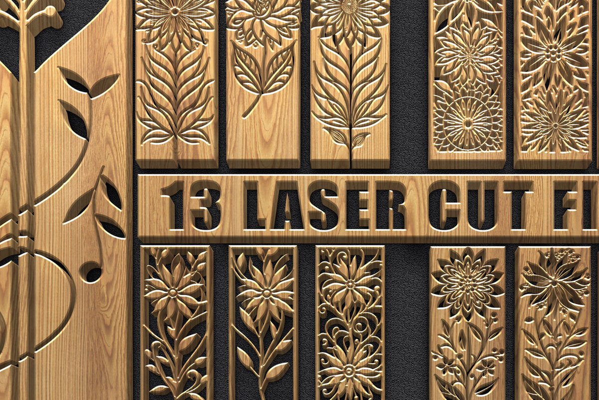 Intra απο ξύλο plywood  Χρώμα wenge 3mm-4mm πάχος - με λέιζερ πάνελ φλάουτου Floral Δίασταση 3600x5400 cm INTRAFABR-120266974