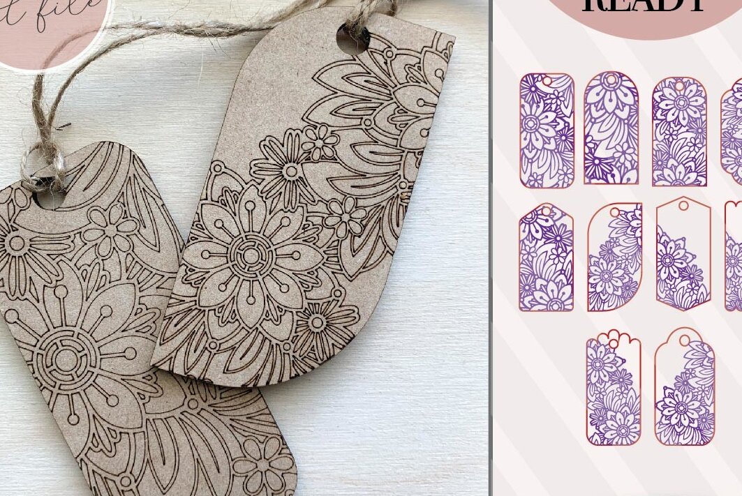 Σετ των 2 Intra απο ξύλο plywood  Χρώμα wenge 3mm-4mm πάχος - Πακέτο ετικετών λουλουδιών δώρου Δίασταση 4x4 cm INTRAFABR-119881394