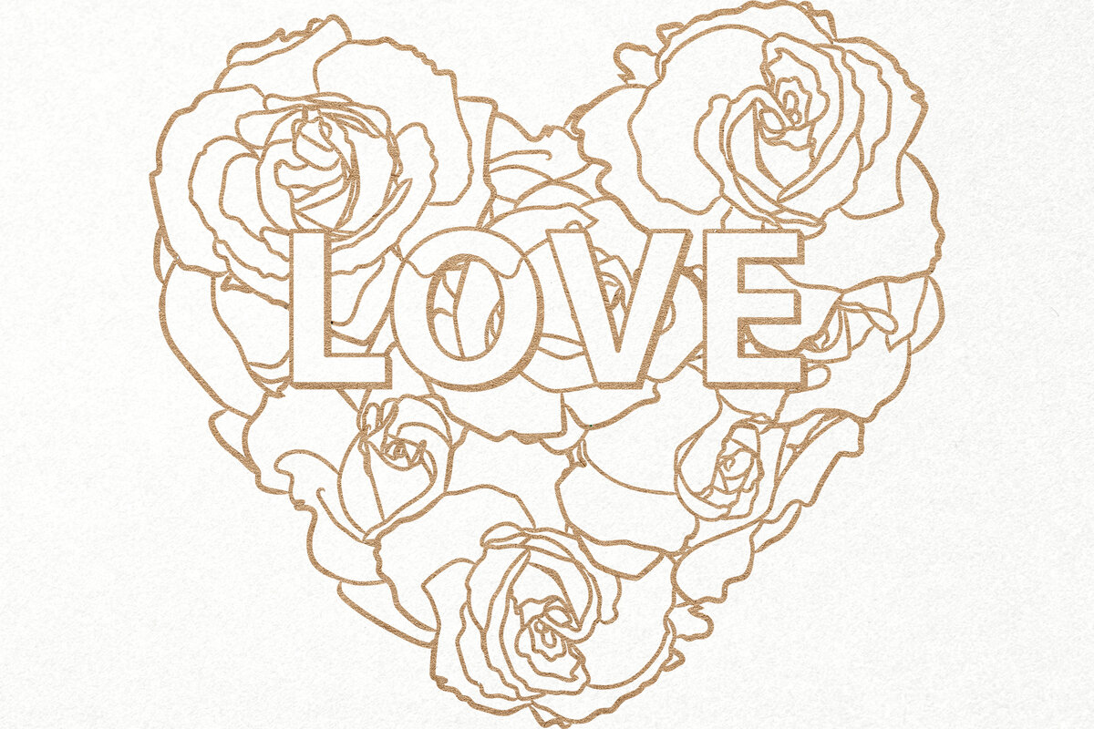 Σετ των 2 Intra απο ξύλο plywood  Χρώμα wenge 3mm-4mm πάχος - Floral Heart , Love Heart with Roses Δίασταση 20x20 cm INTRAFABR-108403410