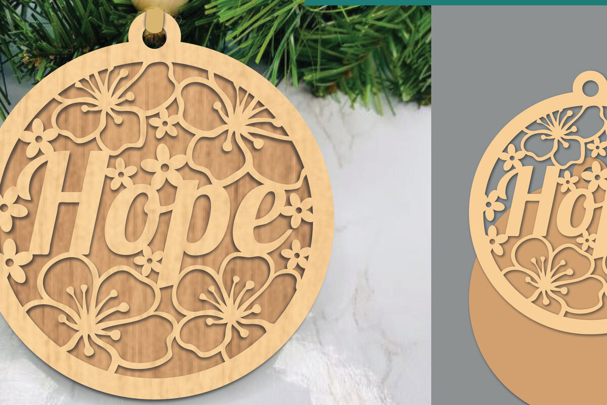 Σετ των 2 Intra απο ξύλο plywood  Χρώμα wenge 3mm-4mm πάχος - Floral Hope Στολίδι Δίασταση 6x6 cm INTRAFABR-121364144