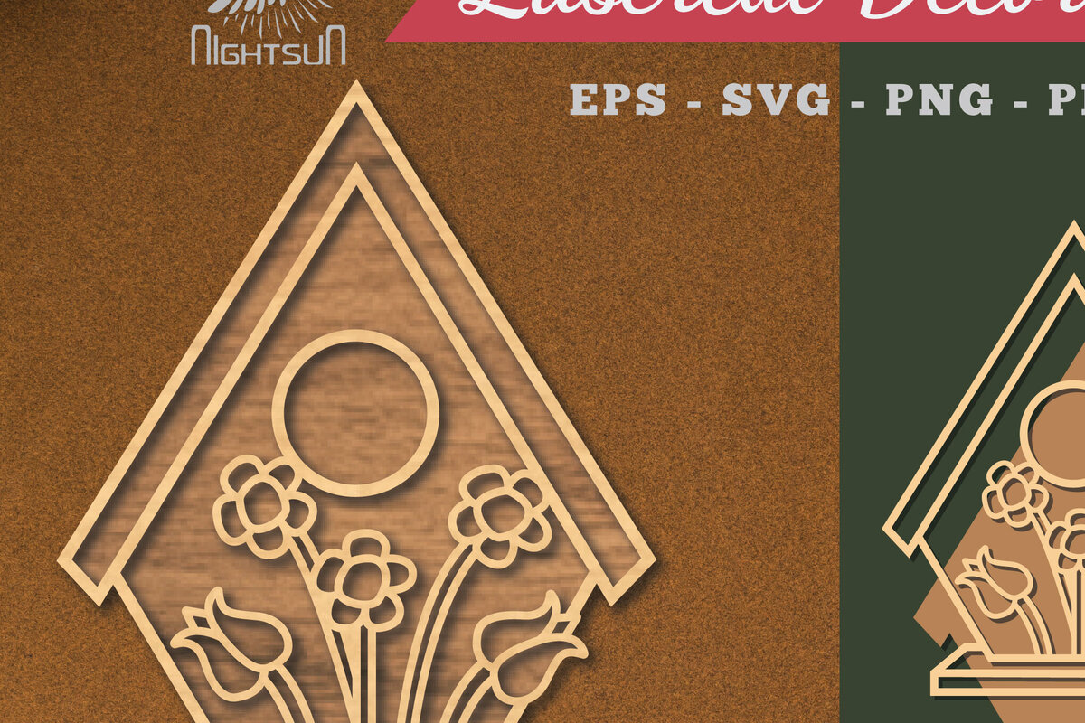 Σετ των 2 Intra απο ξύλο plywood  Χρώμα wenge 3mm-4mm πάχος - Διακόσμηση λουλουδιών σπιτιών με λέιζερ 1 Δίασταση 20x20 cm INTRAFABR-117216125