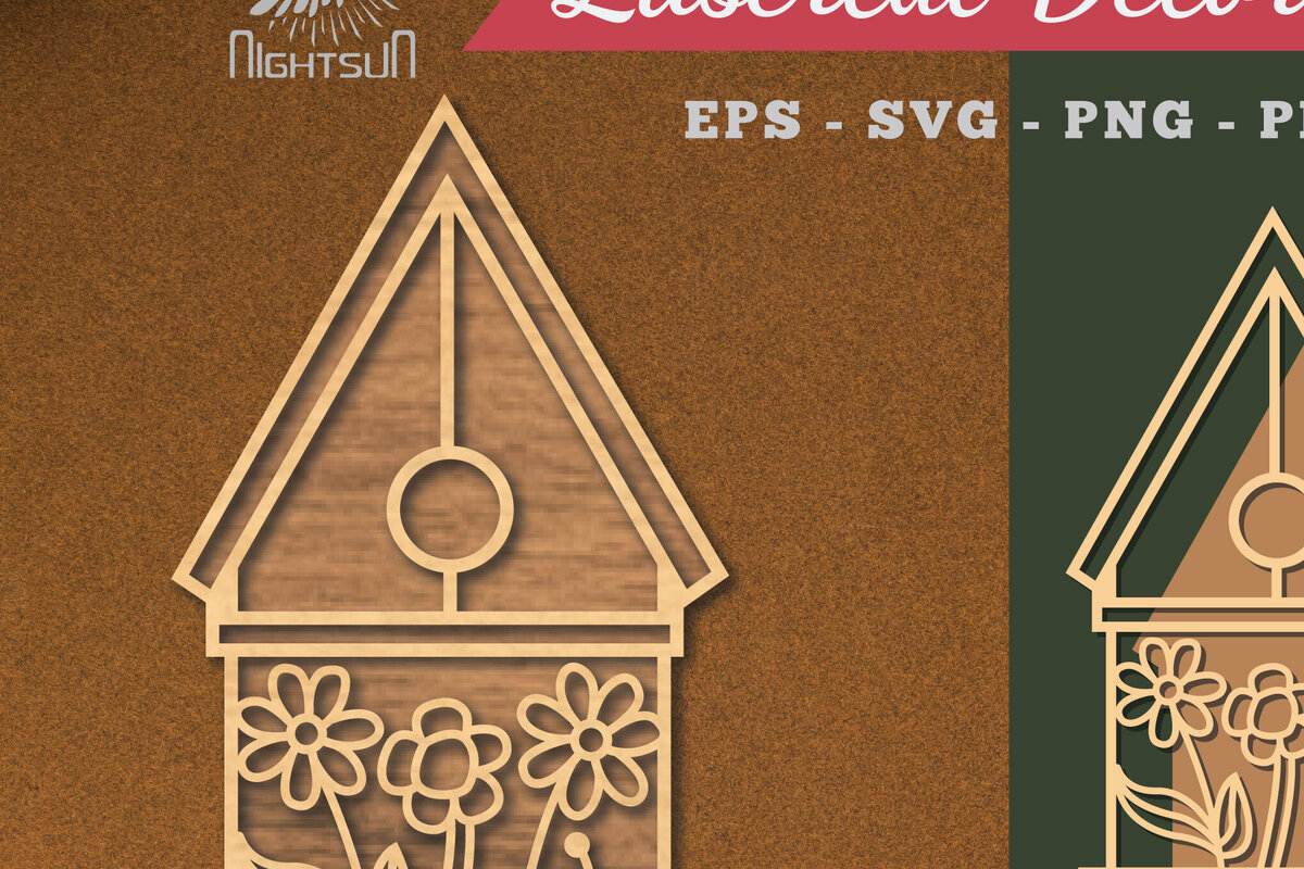 Σετ των 2 Intra απο ξύλο plywood  Χρώμα wenge 3mm-4mm πάχος - Διακόσμηση με λέιζερ λουλουδιών σπιτιών 3 Δίασταση 20x20 cm INTRAFABR-105776208