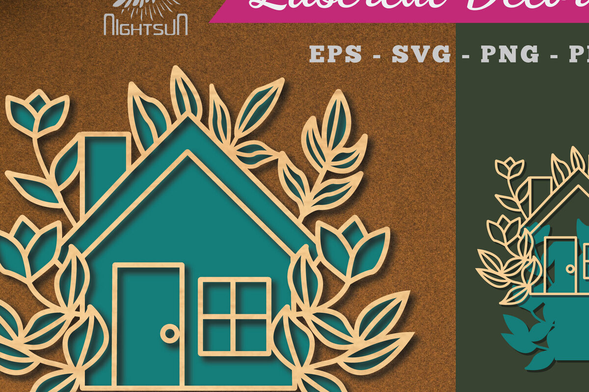 Σετ των 2 Intra απο ξύλο plywood  Χρώμα wenge 3mm-4mm πάχος - Διακόσμηση λουλουδιών σπιτιών με λέιζερ 4 Δίασταση 20x20 cm INTRAFABR-120638173