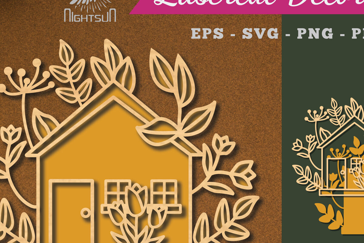 Σετ των 2 Intra απο ξύλο plywood  Χρώμα wenge 3mm-4mm πάχος - Διακόσμηση λουλουδιών σπιτιών με λέιζερ 5 Δίασταση 20x20 cm INTRAFABR-3926479