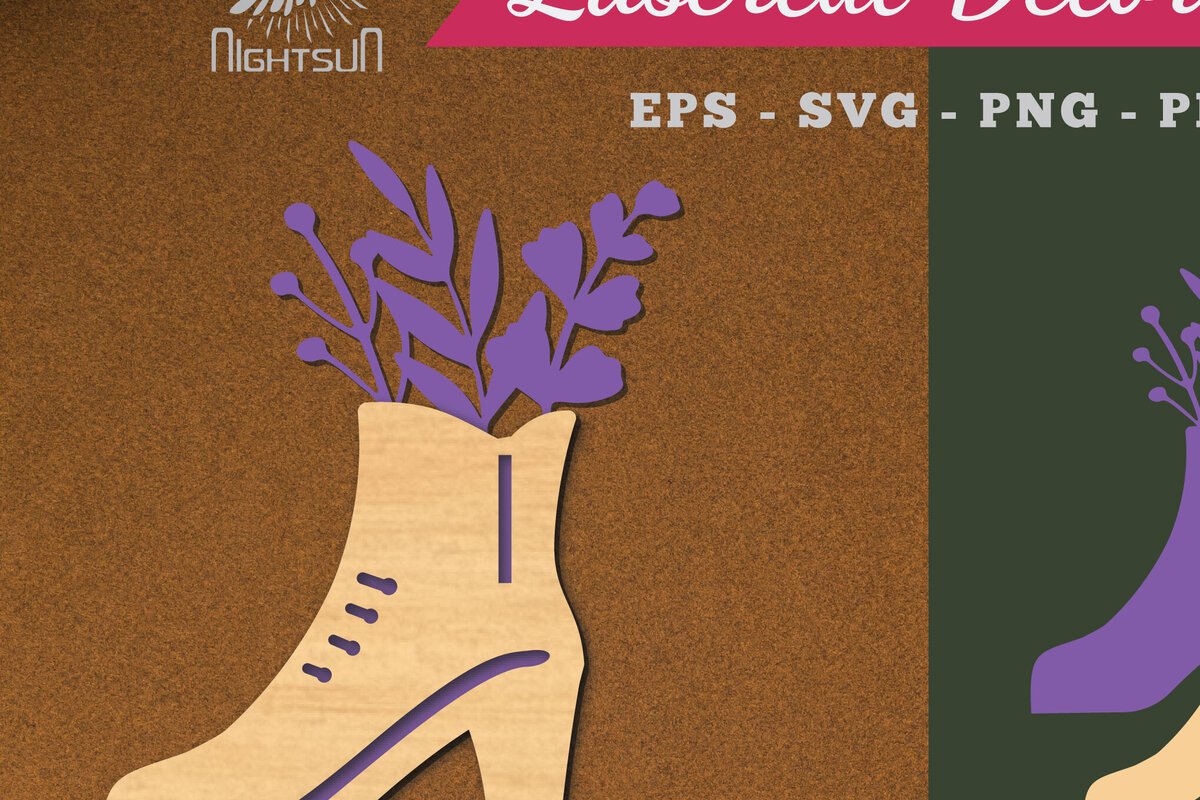 Σετ των 2 Intra απο ξύλο plywood  Χρώμα wenge 3mm-4mm πάχος - Floral σε Παπούτσια Διακόσμηση με Δίασταση 20x20 cm INTRAFABR-123563894