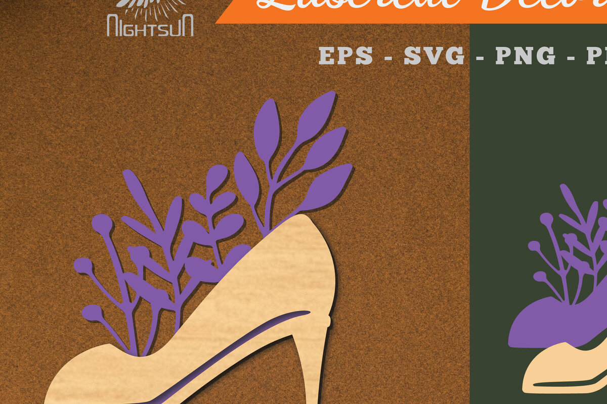 Σετ των 2 Intra απο ξύλο plywood  Χρώμα wenge 3mm-4mm πάχος - Floral σε Παπούτσια Διακόσμηση με Δίασταση 20x20 cm INTRAFABR-97715033