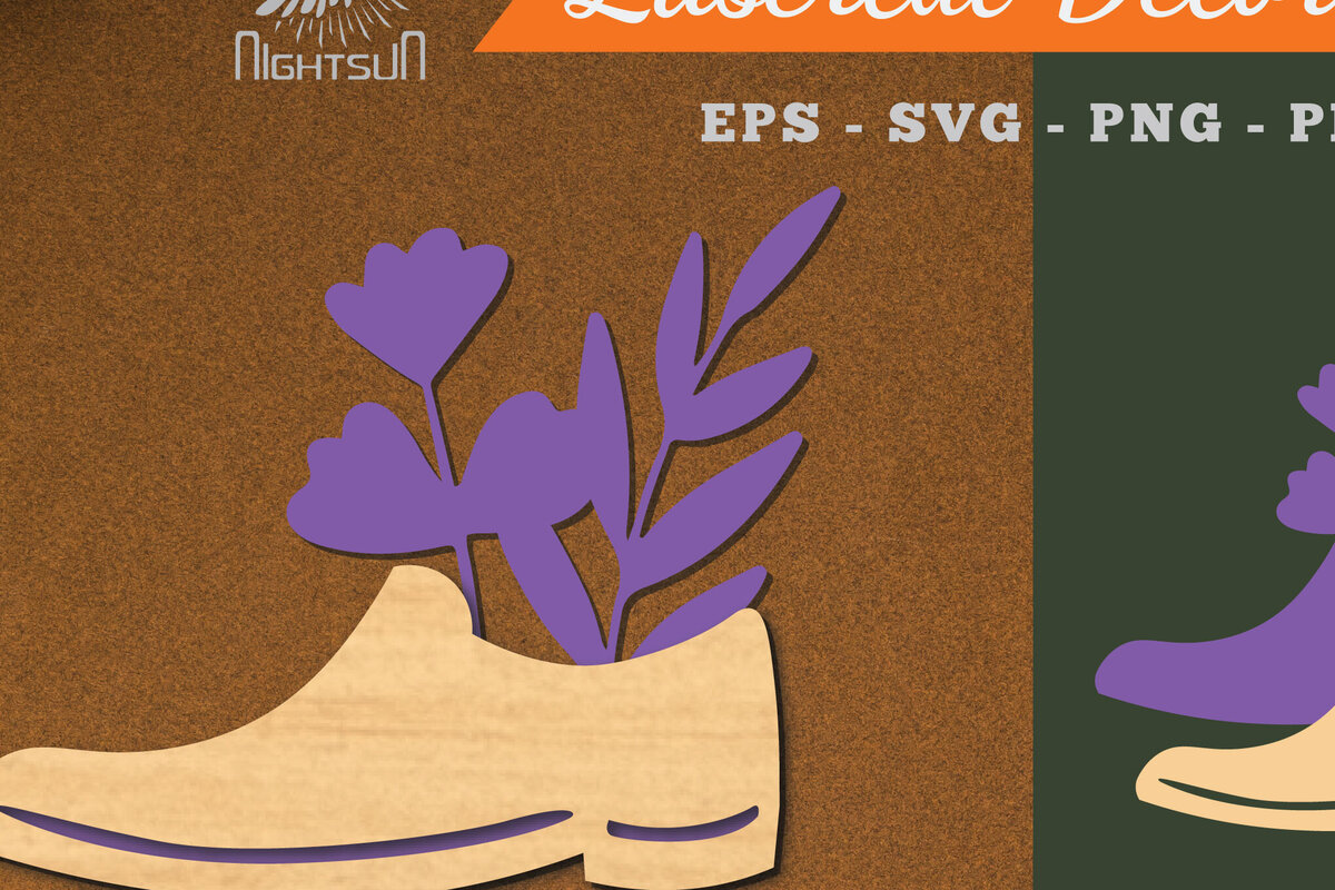 Σετ των 2 Intra απο ξύλο plywood  Χρώμα wenge 3mm-4mm πάχος - Floral σε Παπούτσια Διακόσμηση με Δίασταση 20x20 cm INTRAFABR-7728411