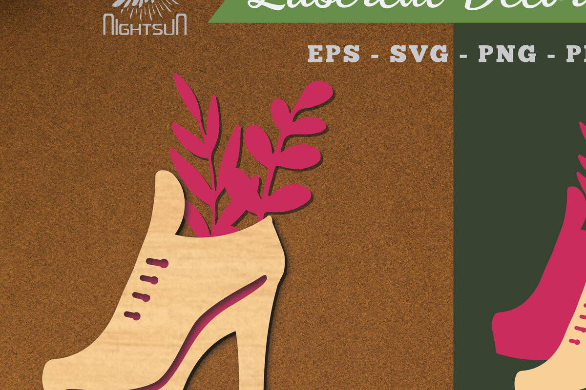 Σετ των 2 Intra απο ξύλο plywood  Χρώμα wenge 3mm-4mm πάχος - Floral σε Παπούτσια Διακόσμηση με Δίασταση 20x20 cm INTRAFABR-96528914