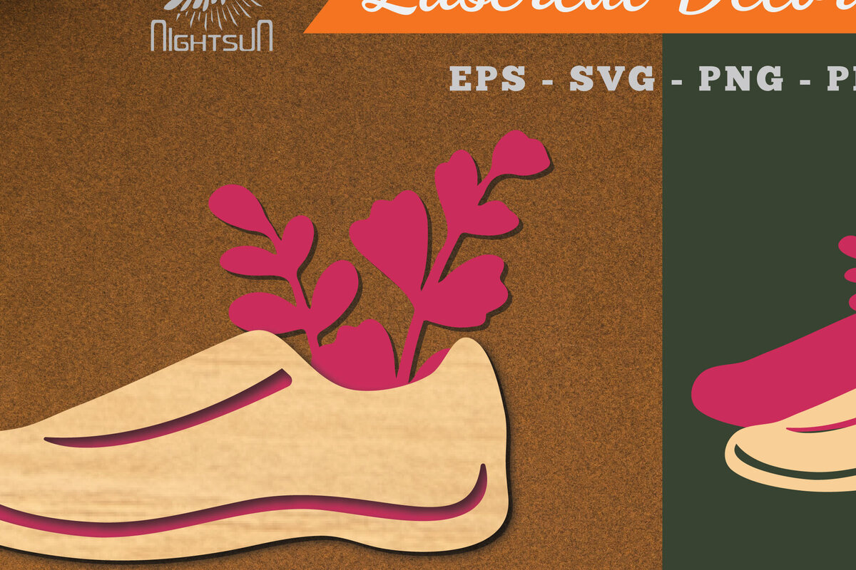 Σετ των 2 Intra απο ξύλο plywood  Χρώμα wenge 3mm-4mm πάχος - Floral σε Παπούτσια Διακόσμηση με Δίασταση 20x20 cm INTRAFABR-102731741