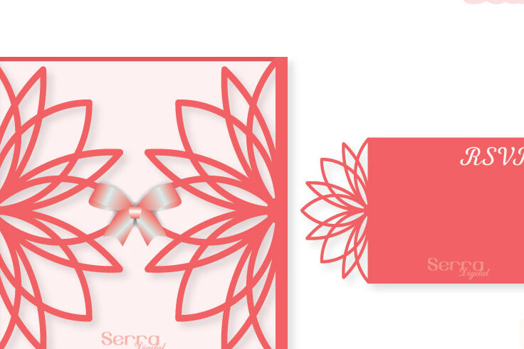 Σετ των 2 Intra απο ξύλο plywood  Χρώμα wenge 3mm-4mm πάχος - Φλοράλ κομμένο προσκλητηρίου Δίασταση 10x15 cm INTRAFABR-34912115