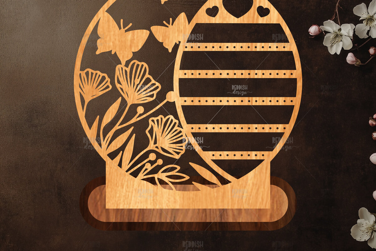 Σετ των 2 Intra απο ξύλο plywood  Χρώμα wenge 3mm-4mm πάχος - Στήριγμα κοσμημάτων Floral Δίασταση 20x20 cm INTRAFABR-102730887