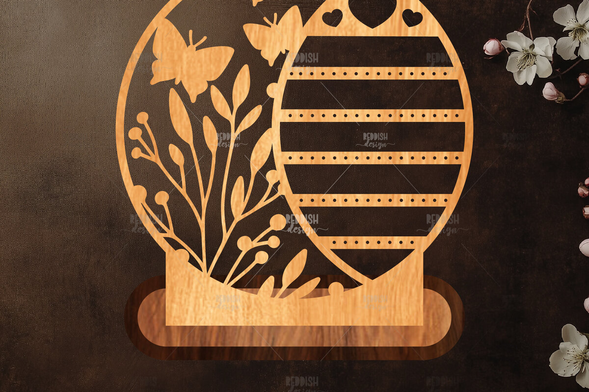 Σετ των 2 Intra απο ξύλο plywood  Χρώμα wenge 3mm-4mm πάχος - Στήριγμα κοσμημάτων Floral Δίασταση 20x20 cm INTRAFABR-96040334