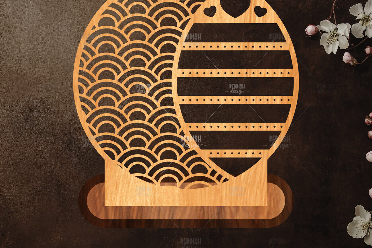 Σετ των 2 Intra απο ξύλο plywood  Χρώμα wenge 3mm-4mm πάχος - Στήριγμα κοσμημάτων Floral Δίασταση 20x20 cm INTRAFABR-73702463