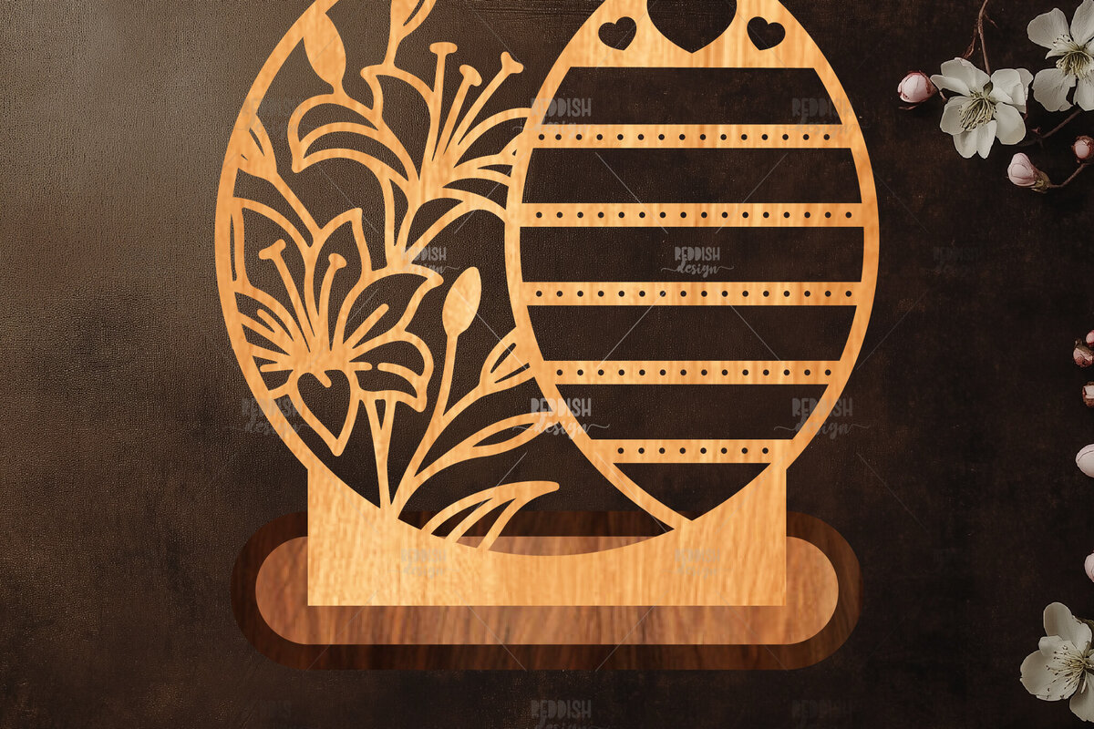 Σετ των 2 Intra απο ξύλο plywood  Χρώμα wenge 3mm-4mm πάχος - Στήριγμα κοσμημάτων Floral Δίασταση 20x20 cm INTRAFABR-87759040