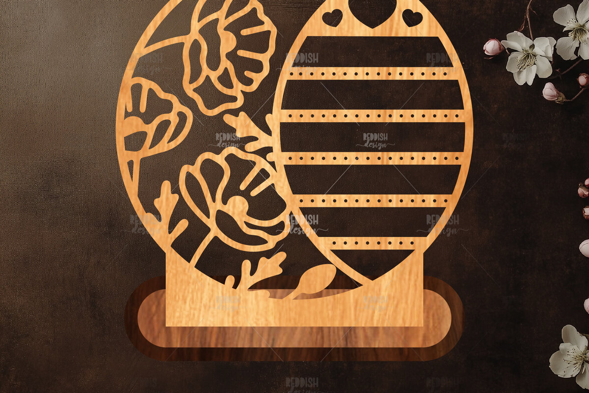 Σετ των 2 Intra απο ξύλο plywood  Χρώμα wenge 3mm-4mm πάχος - Στήριγμα κοσμημάτων Floral Δίασταση 20x20 cm INTRAFABR-82988802