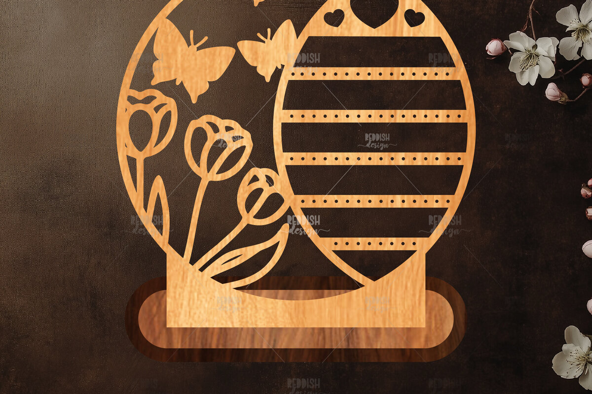 Σετ των 2 Intra απο ξύλο plywood  Χρώμα wenge 3mm-4mm πάχος - Στήριγμα κοσμημάτων Floral Δίασταση 20x20 cm INTRAFABR-89631321