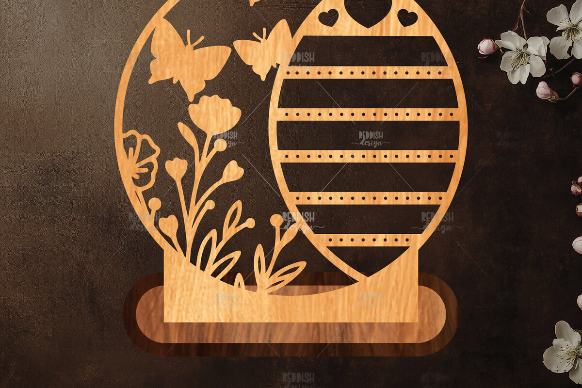 Σετ των 2 Intra απο ξύλο plywood  Χρώμα wenge 3mm-4mm πάχος - Στήριγμα κοσμημάτων Floral Δίασταση 20x20 cm INTRAFABR-118402614