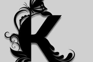 Intra απο ξύλο plywood  Χρώμα wenge 3mm-4mm πάχος - Floral K Letter Δίασταση 30x20 cm INTRAFABR-112291317