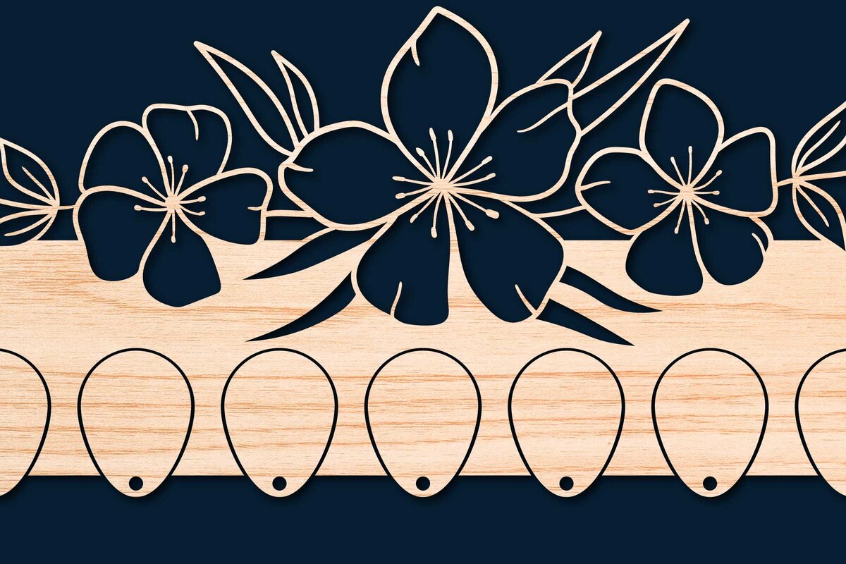 Σετ των 2 Intra απο ξύλο plywood  Χρώμα wenge 3mm-4mm πάχος - Πρότυπο κοπής με λέιζερ φλοράλ θήκη κλειδιού Δίασταση 20x20 cm INTRAFABR-107460753