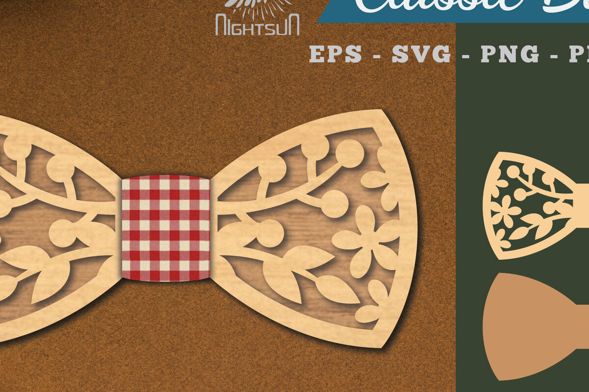 Σετ των 2 Intra απο ξύλο plywood  Χρώμα wenge 3mm-4mm πάχος - Floral Bowtie Δίασταση 20x20 cm INTRAFABR-30472502