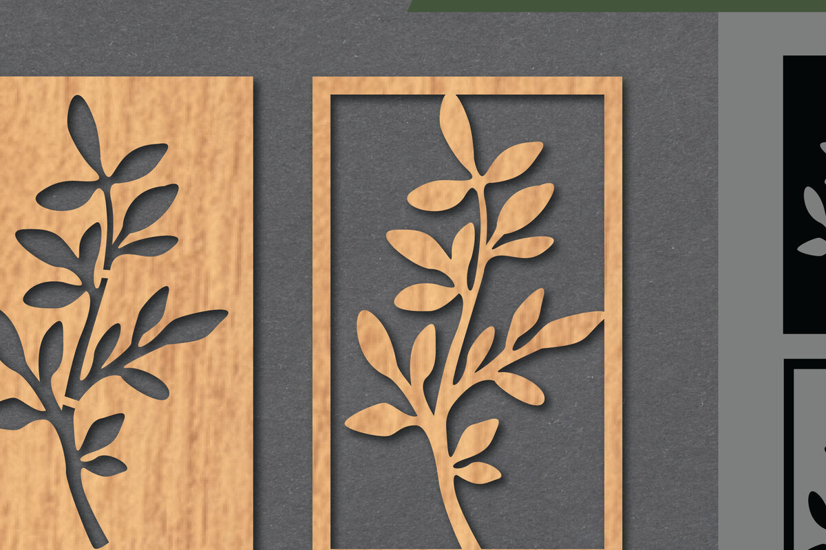 Σετ των 2 Intra απο ξύλο plywood  Χρώμα wenge 3mm-4mm πάχος - Floral Decoration 4 Δίασταση 20x20 cm INTRAFABR-112037056