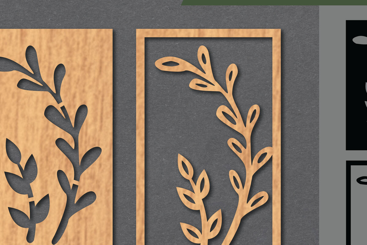 Σετ των 2 Intra απο ξύλο plywood  Χρώμα wenge 3mm-4mm πάχος - Floral διακόσμηση με λέιζερ 6 Δίασταση 20x20 cm INTRAFABR-115722222