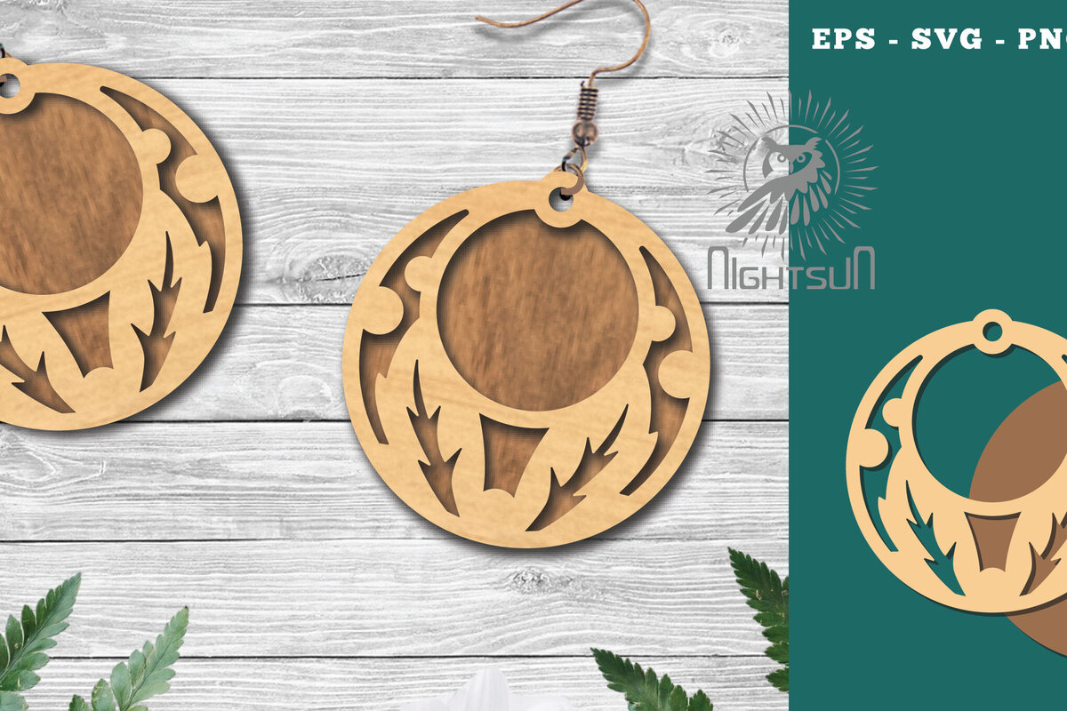 Σετ των 3 Intra απο ξύλο plywood  Χρώμα wenge 3mm-4mm πάχος - Σκουλαρίκια με φλοράλ λέιζερ 3 Δίασταση 3x3 cm INTRAFABR-123757216