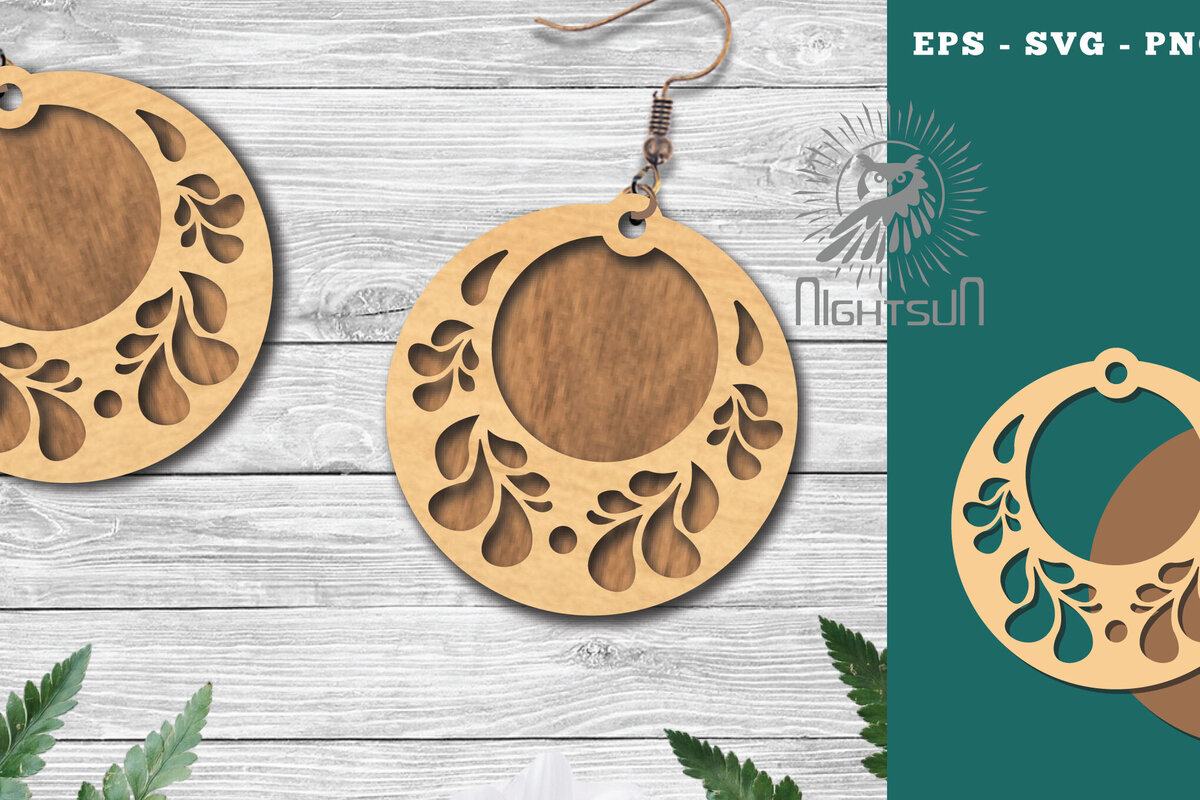 Σετ των 3 Intra απο ξύλο plywood  Χρώμα wenge 3mm-4mm πάχος - Σκουλαρίκια με λουλούδια κοπής με λέιζερ 9 Δίασταση 3x3 cm INTRAFABR-112070194